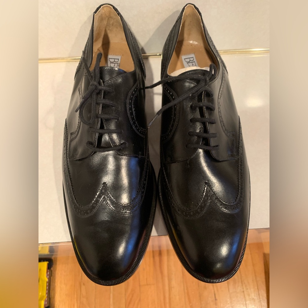 BELARTTI Black Leather Wingtip Brogue Oxfords size 12 EE - NIB